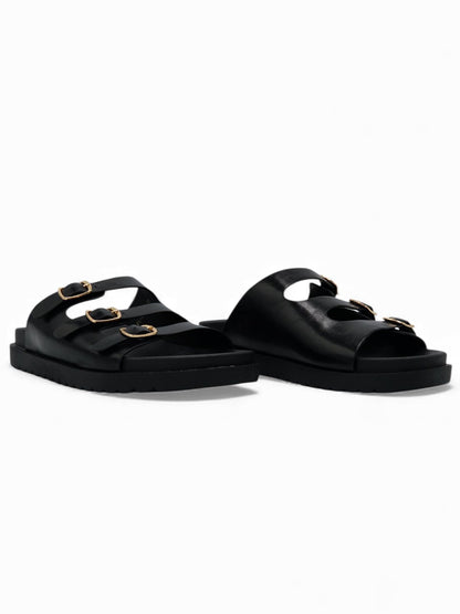 Sandalias Negro 14420 Triple Correa con Hebillas Slip On Casual Zoé Brand Costa Rica