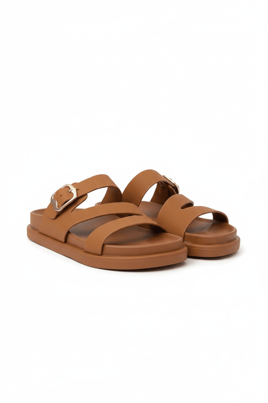 Sandalias Camel 14474 Triple Correa Hebilla Slip On Casual Zoé Brand Costa Rica