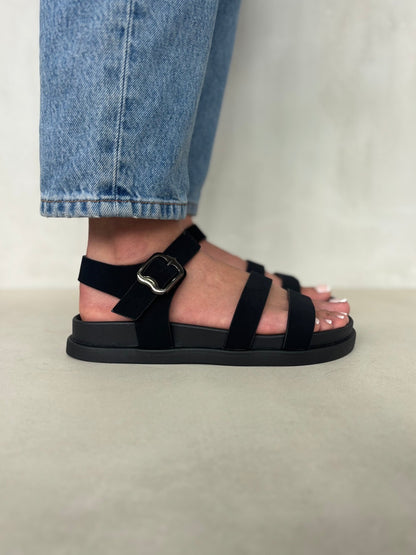 Sandalias Negro 14476 Triple Correa Hebilla Slingback Casual Zoé Brand Costa Rica