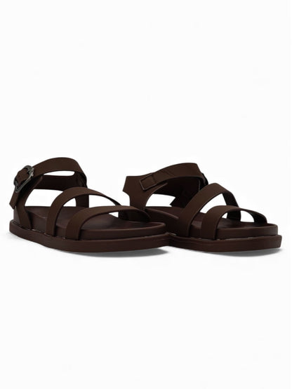 Sandalias Café 14477 Triple Correa Hebilla Slingback Casual Zoé Brand Costa Rica