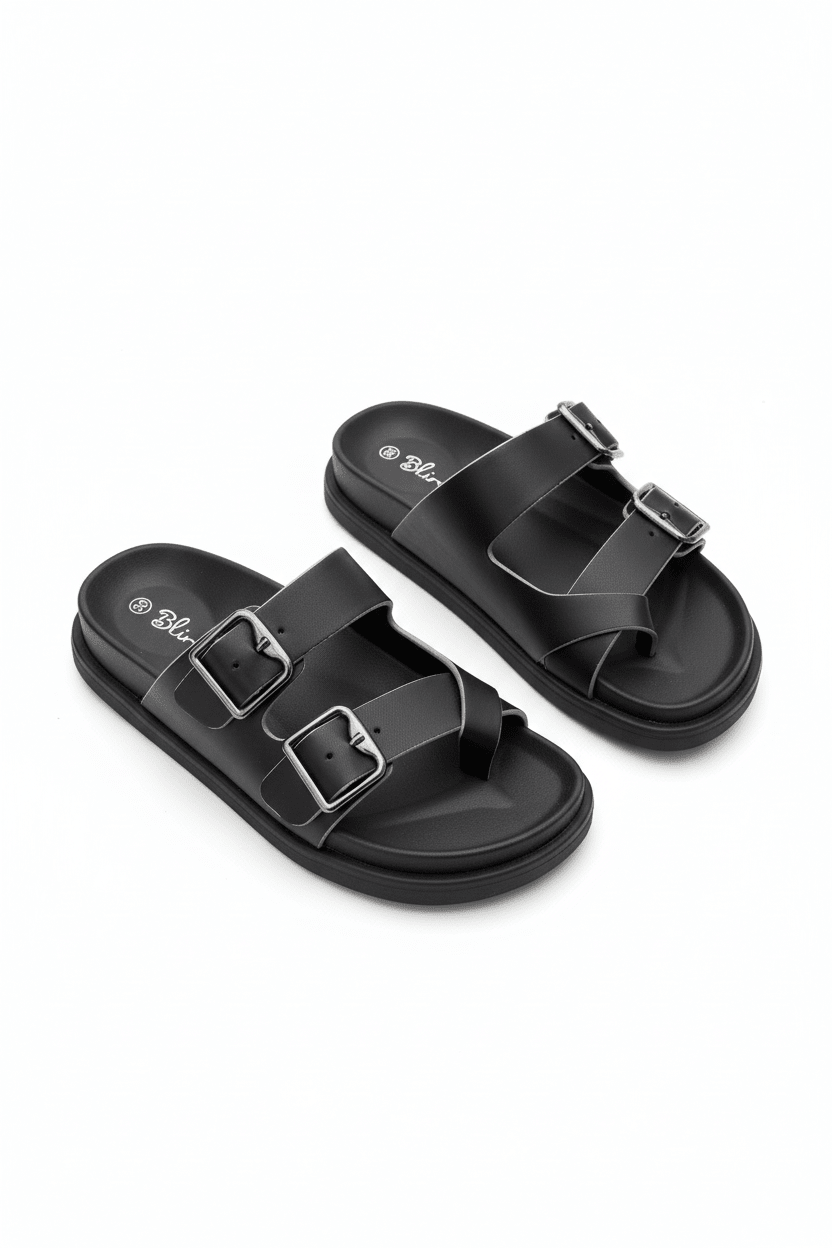Sandalias Negro 14492 Doble Correa Ajustable Doble Hebilla Slip On Casual mujer Zoé Brand Costa Rica