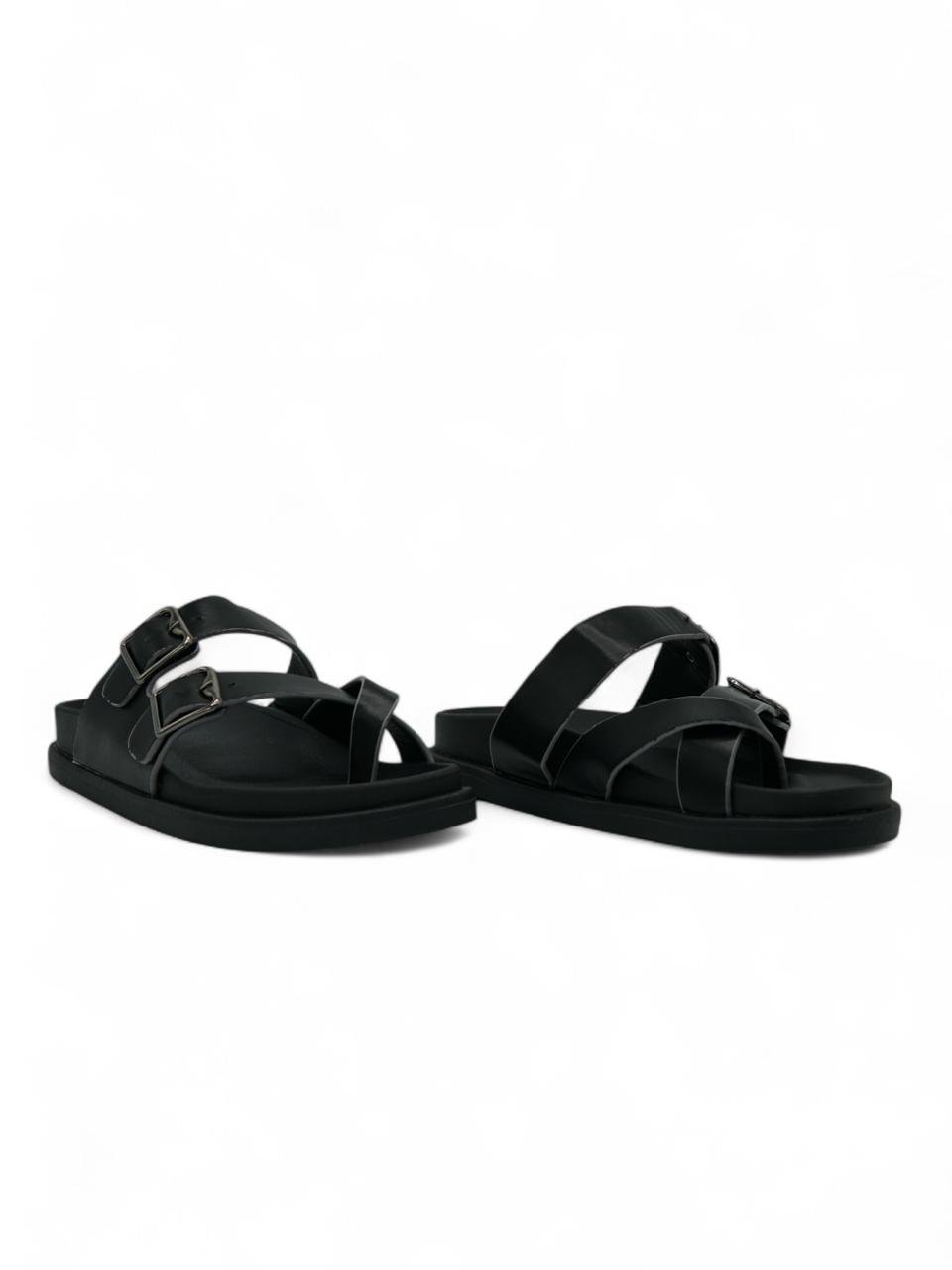 Sandalias Negro 14492 Doble Correa Ajustable Doble Hebilla Slip On Casual mujer Zoé Brand Costa Rica