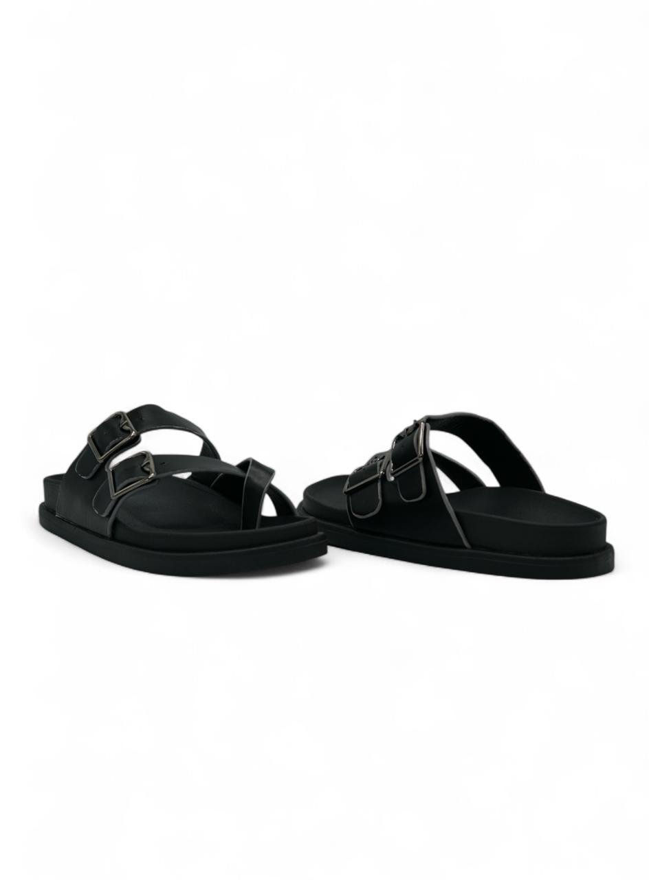 Sandalias Negro 14492 Doble Correa Ajustable Doble Hebilla Slip On Casual mujer Zoé Brand Costa Rica
