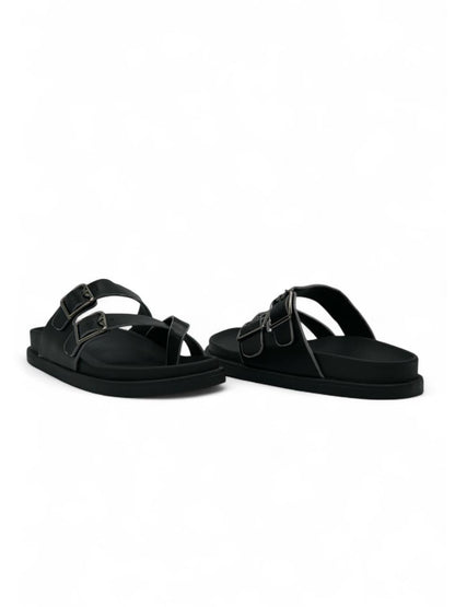 Sandalias Negro 14492 Doble Correa Ajustable Doble Hebilla Slip On Casual mujer Zoé Brand Costa Rica