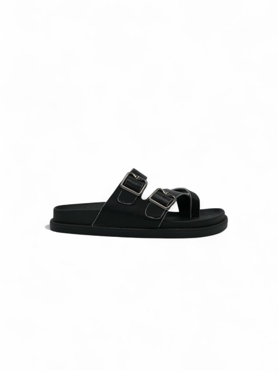 Sandalias Negro 14492 Doble Correa Ajustable Doble Hebilla Slip On Casual mujer Zoé Brand Costa Rica