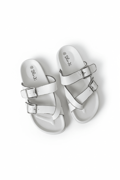 Sandalias Blanco 14495 Doble Correa Ajustable Doble Hebilla Slip On Casual Zoé Brand Costa Rica
