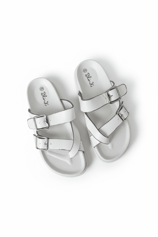 Sandalias Blanco 14495 Doble Correa Ajustable Doble Hebilla Slip On Casual Zoé Brand Costa Rica