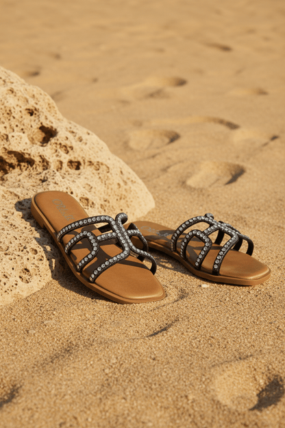 Sandalias Negro Brillos 14496 Slip On Casual de mujer Zoé Brand Costa Rica