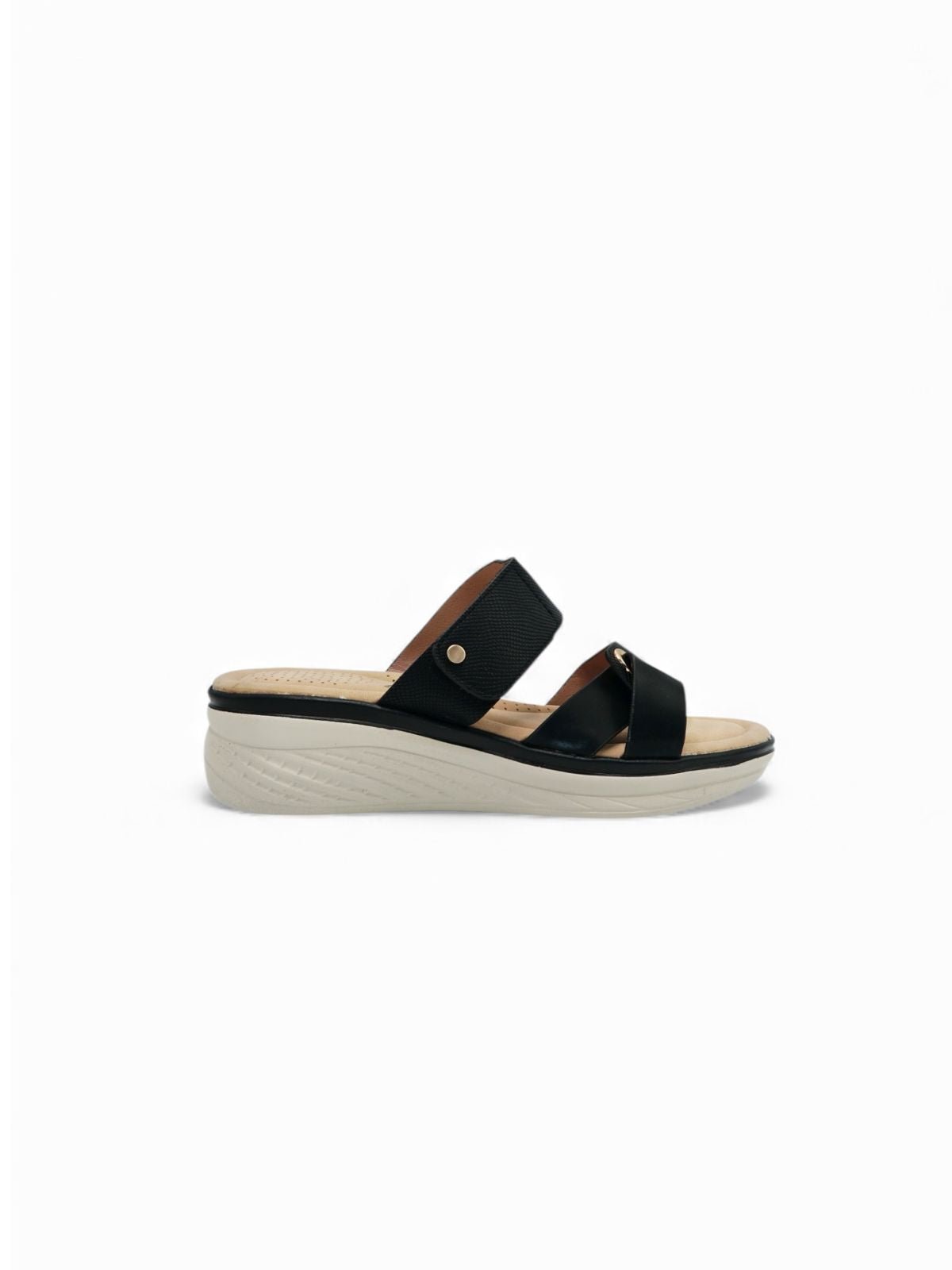 Sandalias Negro Cuña 14670 Doble Correa Slip On Casual de mujer Zoé Brand Costa Rica