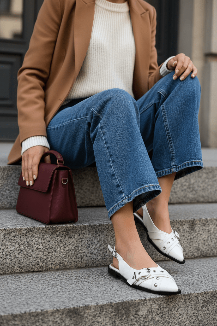 Tacones Blancos 14097 Hebilla Slingback Casual de mujer Zoé Brand Costa Rica