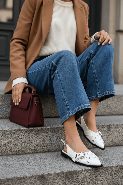Tacones Blancos 14097 Hebilla Slingback Casual de mujer Zoé Brand Costa Rica