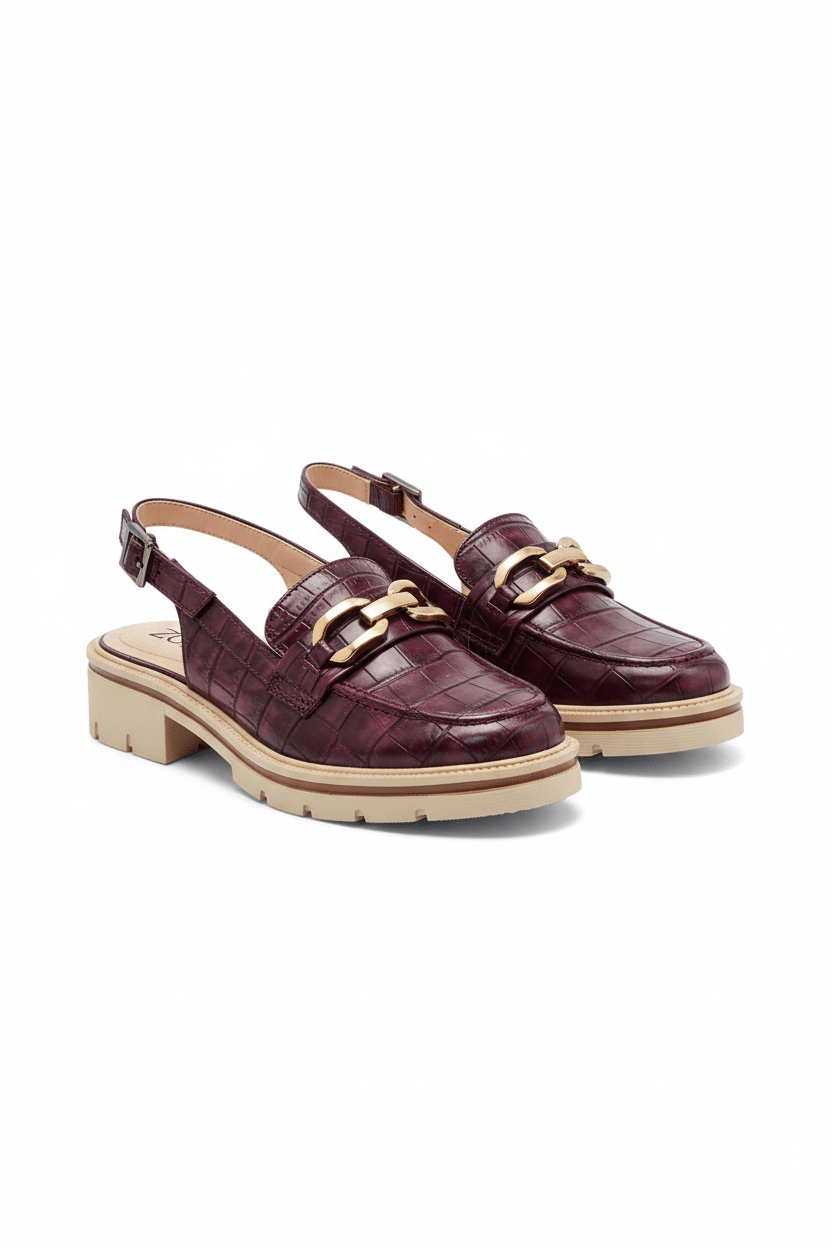 Mocasines Burdeos 14550 Slingback Chunky Ejecutivo de mujer Zoé Brand Costa Rica