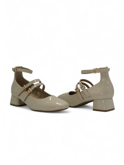 Tacones Beige Charol 14312 Doble Correa con Hebillas Mary Jane Casual  Zoé Brand Costa Rica