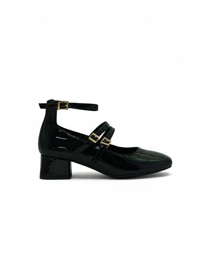Tacones Negros Charol 14313 Doble Correa con Hebillas Mary Jane Casual de mujer Zoé Brand Costa Rica