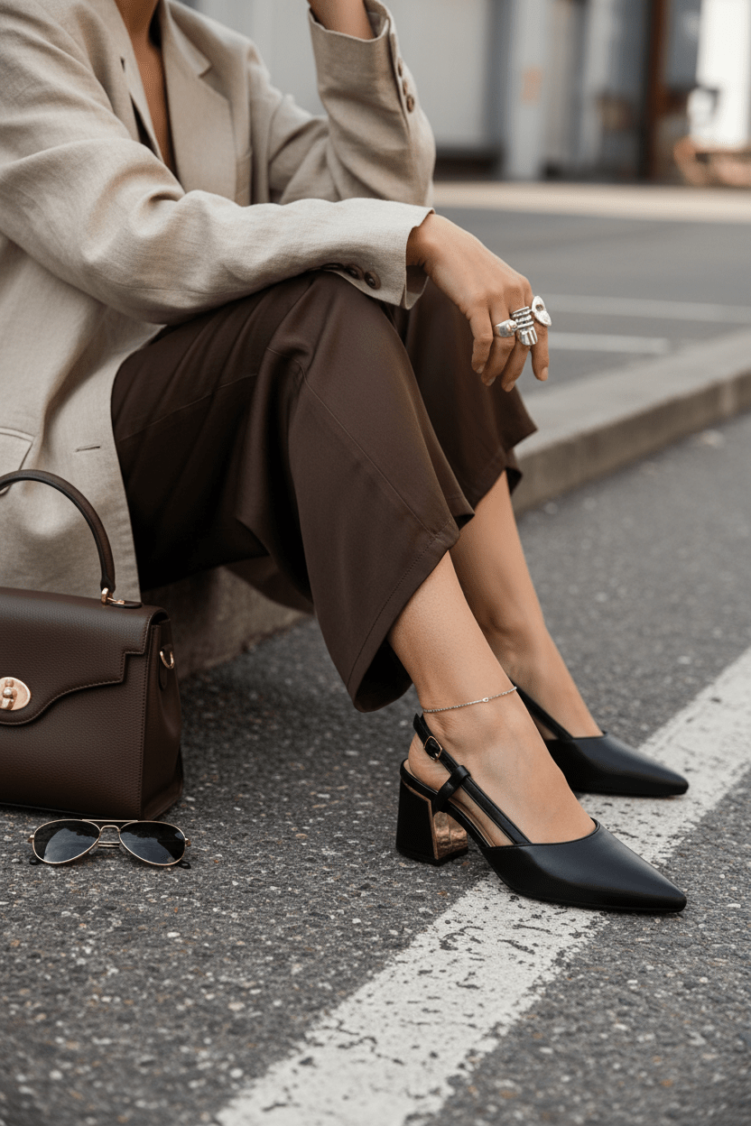 Tacones Negro 14342 Correa con Hebilla Slingback Casual de mujer Zoé Brand Costa Rica