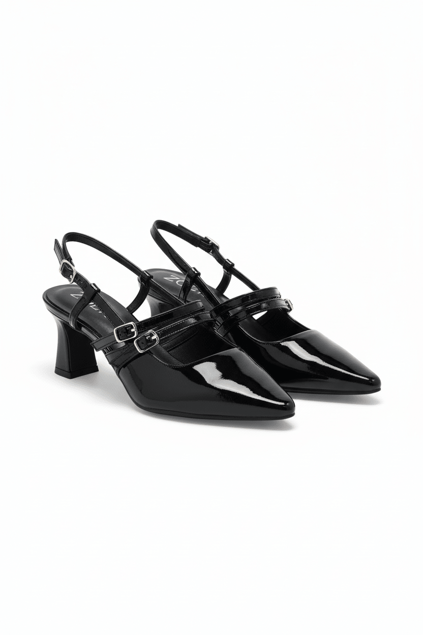 Tacones Negro Charol 14578 Mary Jane Triple Correa Slingback de mujer Zoé Brand Costa Rica