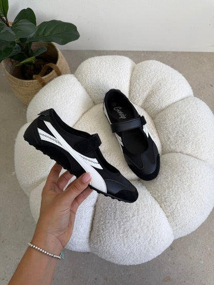 Tenis Negro Blanco Gamuza 14817 Velcro Mary Jane Casual de mujer Zoé Brand Costa Rica