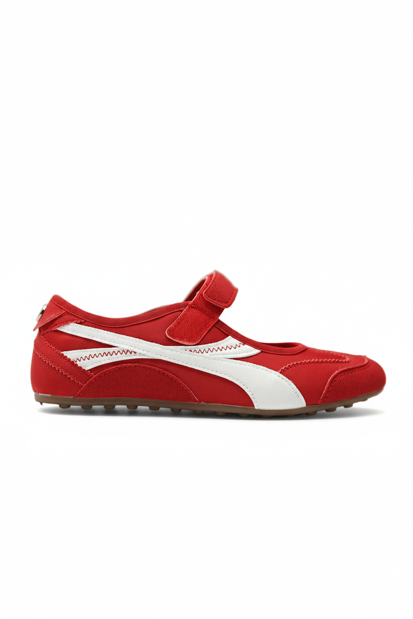 Tenis Rojo Blanco Gamuza 14820 Velcro Mary Jane Casual de mujer Zoé Brand Costa Rica