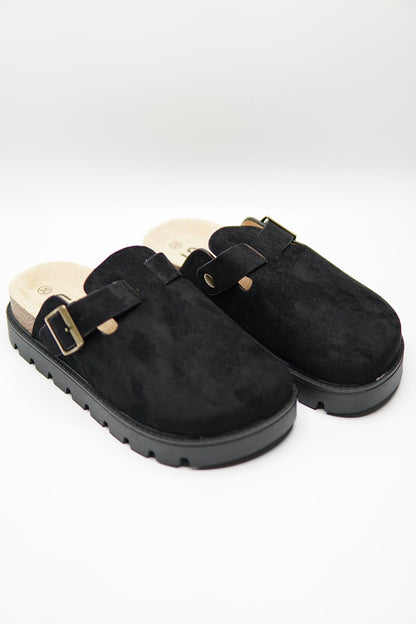 Zuecos Negro Gamuza 14860 Plataforma Hebilla Casual de mujer Zoé Brand Costa Rica