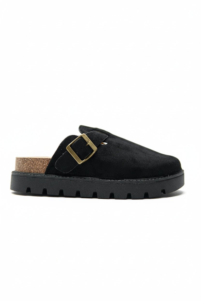 Zuecos Negro Gamuza 14860 Plataforma Hebilla Casual de mujer Zoé Brand Costa Rica