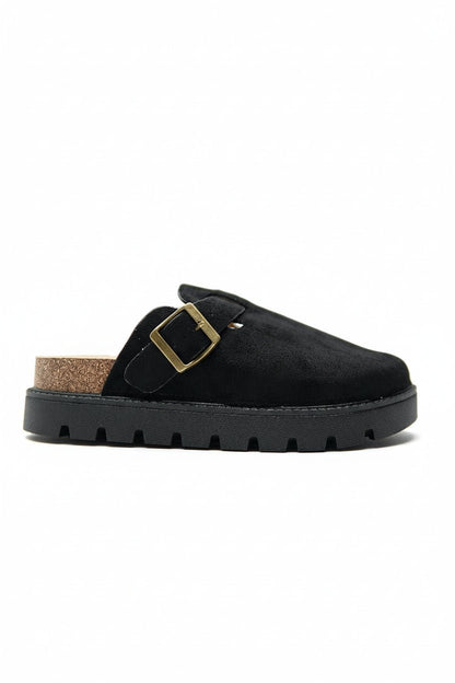 Zuecos Negro Gamuza 14860 Plataforma Hebilla Casual de mujer Zoé Brand Costa Rica